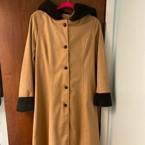 Corset Back Hooded Cotton Wool Car Coat